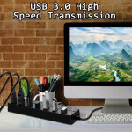 USB 3.0 Hub with Power Adapter, 4/7 Ports, Switch, and 30CM Cable